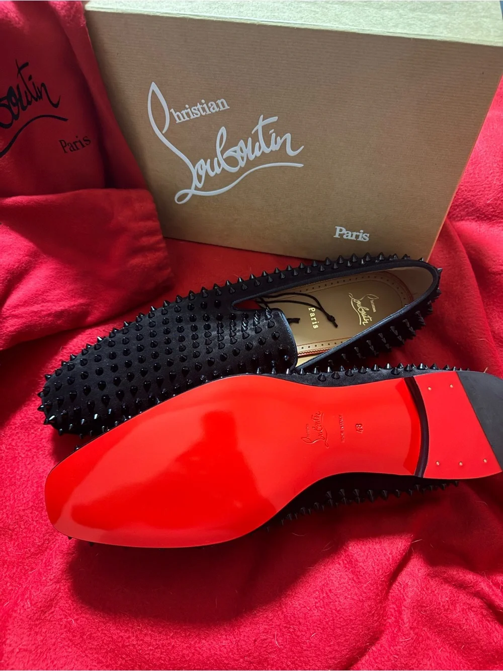 Christian Louboutin Men’s Black Spiked Loafers